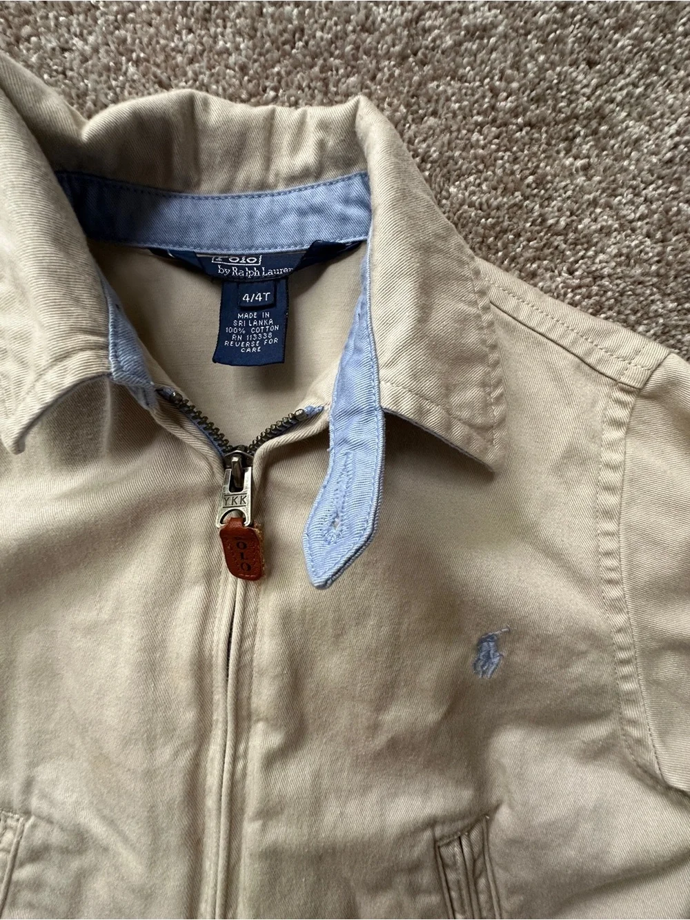 Ralph Lauren Cream Zip-Up Jean Jacket for Kids